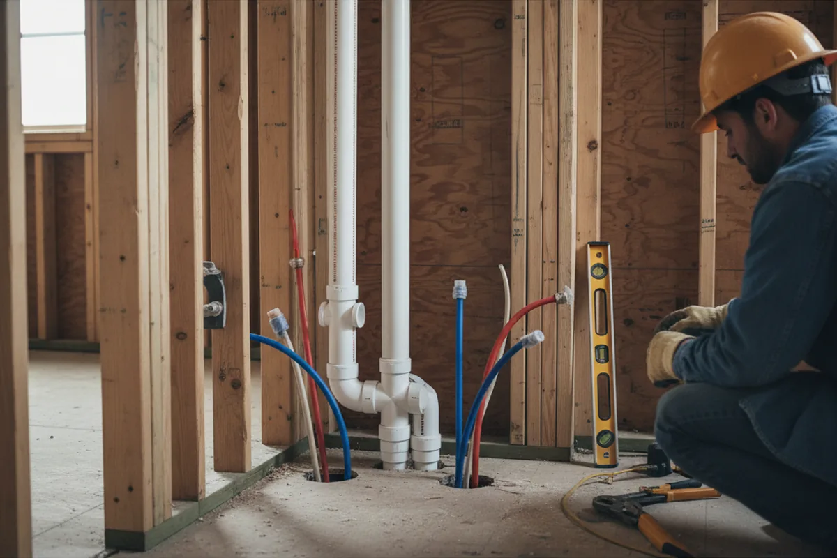Drain and supply rough-in during Leak Detection in Gordonville